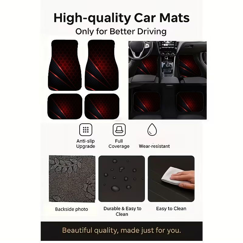 4Pcs Hexagonal Red Black Tech  - Universal Tech Accessories ulasan dan harga