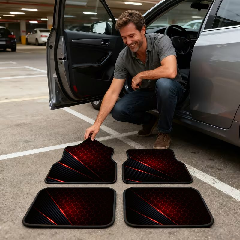 4Pcs Hexagonal Red Black Tech  - Universal Tech Accessories ulasan dan harga
